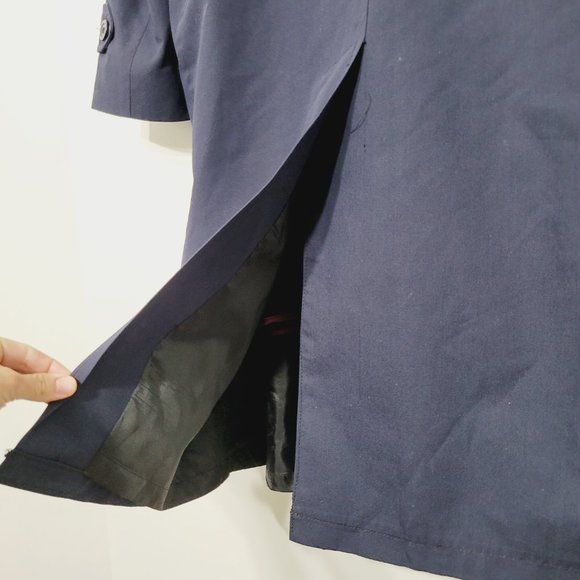 Weatherman Vintage Navy Blue Cotton Blend Full Length Trench Coat Jacket Lined - Picture 10 of 14